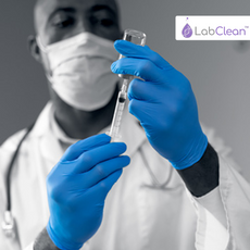 LabClean "Unicare" Soft, Blue Textured Exam Nitrile Glove, 9.5" -- Medium