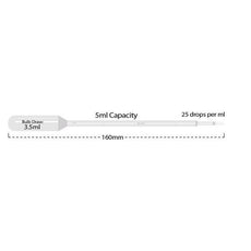 Transfer pipette- 5ml- large bulb- graduated to 1mL- sterile- individually wrapped- 500/cs-P4113-11