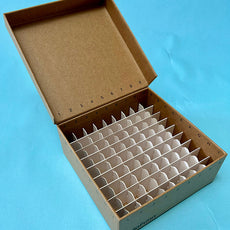 PulpFixin 81 Place CryoVial Rack, 2" for 1-2ml Tubes, Lift Top Lid, Printed, 10/Box - PFR8102P